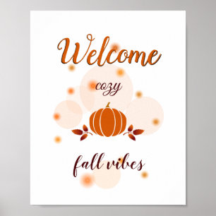 whimsical fall vibes orange pumpkin poster