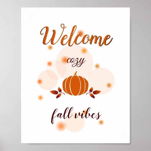 whimsical fall vibes orange pumpkin poster (Front)