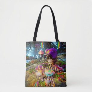 Whimsical Family Beach Tote Bag with Mushrooms