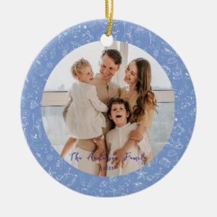 Whimsical Family Photo Christmas Holiday Ceramic Tree Decoration