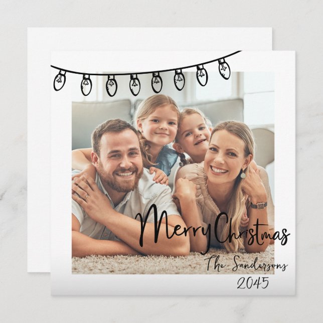 Whimsical Family Photo Merry Christmas Holiday Card (Front/Back)