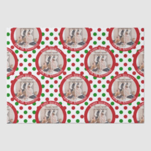 Whimsical Family Photo Red Green Polka Dot Holiday Tissue Paper