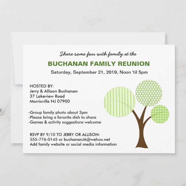 Whimsical Family Tree Family Reunion Invitation (Front)