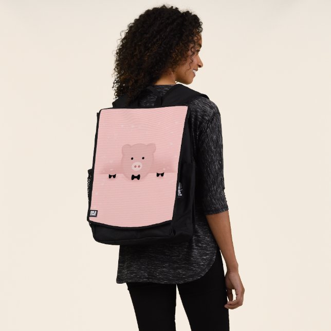Whimsical & Fancy Pink Pig Cute Farm Animal Backpack (Worn)