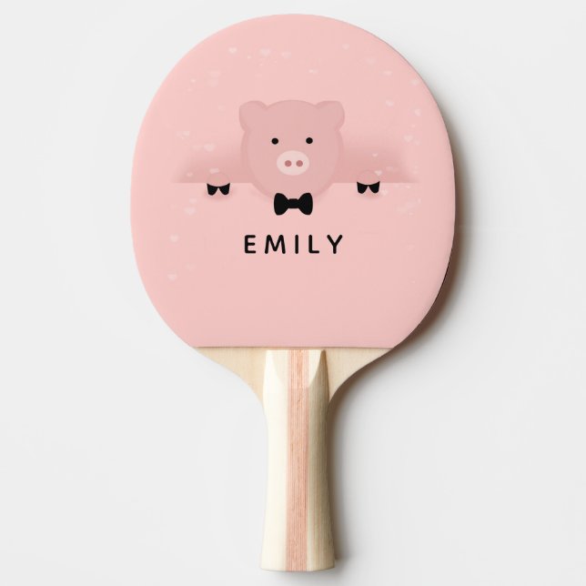 Whimsical & Fancy Pink Pig Cute Farm Animal Ping Pong Paddle (Front)