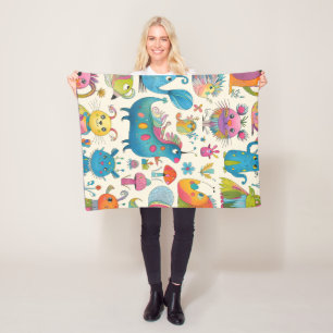 Whimsical Fantastic Creatures Fleece Blanket