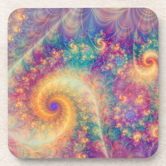 Whimsical Fantasy Abstract Fractal Vortex Art Coaster (Front)