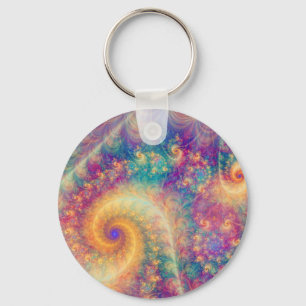 Whimsical Fantasy Abstract Fractal Vortex Art Key Ring