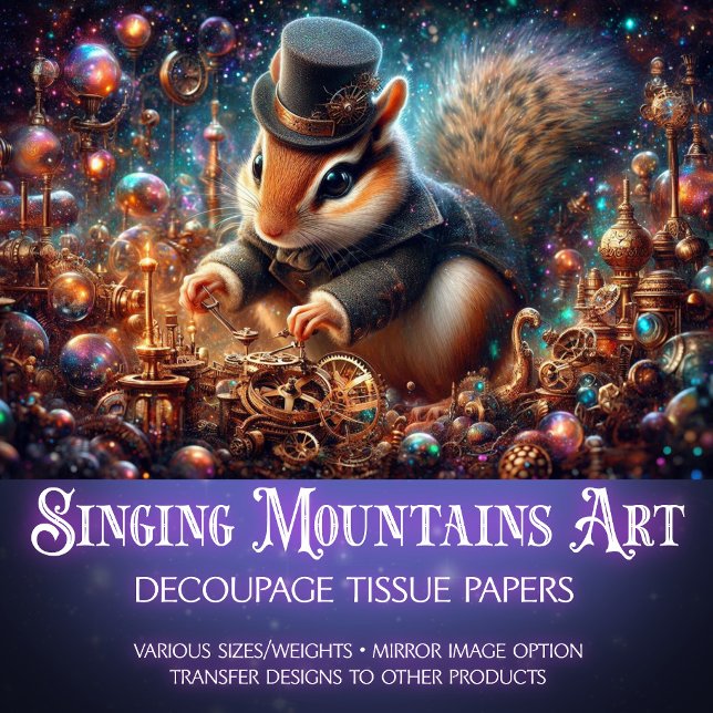 Whimsical Fantasy Art Steampunk Chipmunk Decoupage Tissue Paper (Creator Uploaded)