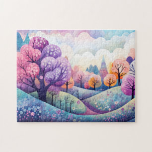 Whimsical Fantasy Bright and Cheery Forest Jigsaw Puzzle