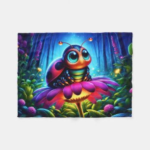 Whimsical fantasy bug neon dreamlike nature fleece blanket