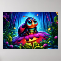 Whimsical fantasy bug neon dreamlike nature