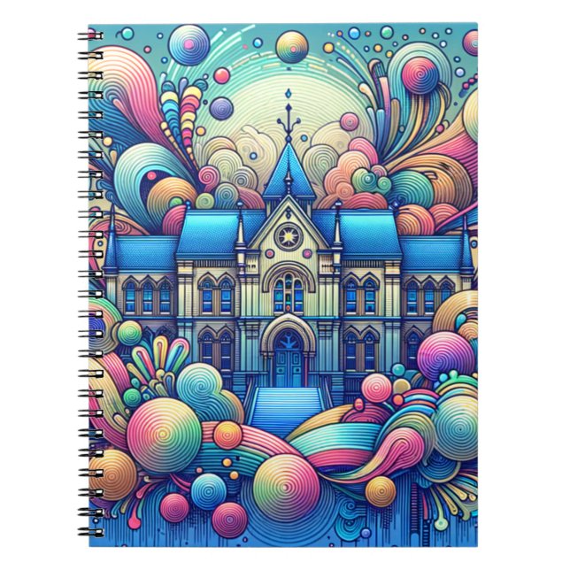 Whimsical Fantasy Building Art Notebook (Front)