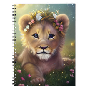 Whimsical Fantasy Cute Kawaii baby lion cub Notebook