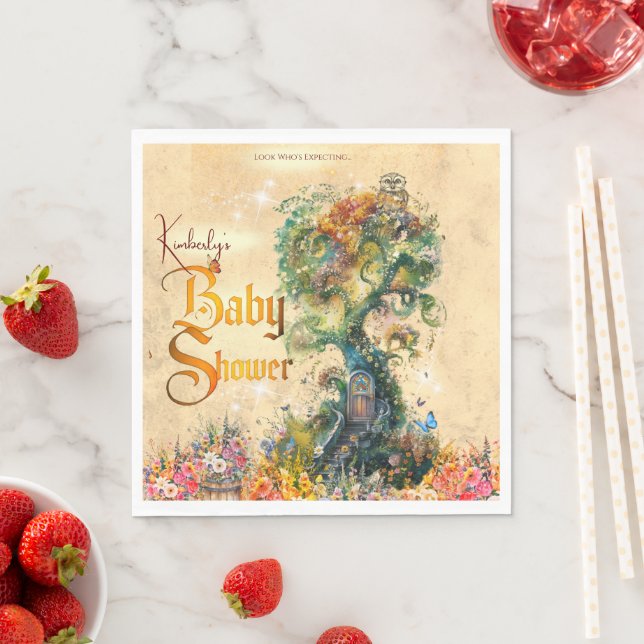 Whimsical Fantasy Garden Baby shower Invitation Napkin (Insitu)