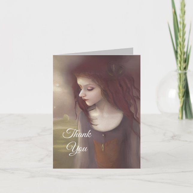 Whimsical Fantasy Little Fairy Thank You Card (Front)