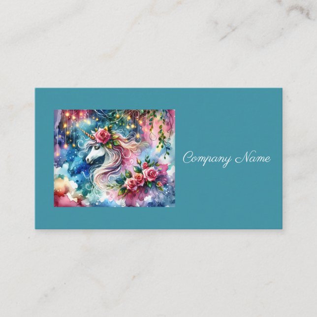 Whimsical Fantasy Unicorn Business Card (Front)