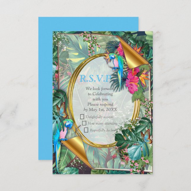 Whimsical Fantasy World with a Tropical Flavour RSVP Card (Front/Back)