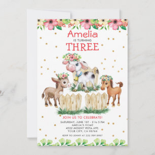 Whimsical Farm Animal Birthday Party Invitation