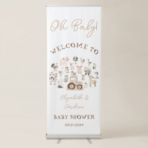 Whimsical Farm Animals Baby Shower Welcome Retractable Banner