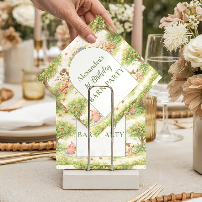 Whimsical Farm Animals Barnyard 1st Birthday Napkin (Creator Uploaded)