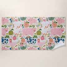 Whimsical Farm Beach Towel
