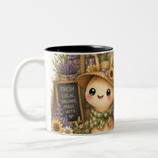 Whimsical Farmers Market Snail Watercolor Art Two-Tone Coffee Mug