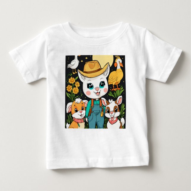 Whimsical Farmyard Friends: Colouring Adventure" Baby T-Shirt (Front)
