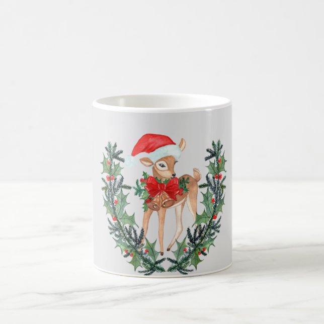 Whimsical Fawn Wreath Coffee Mug (Center)