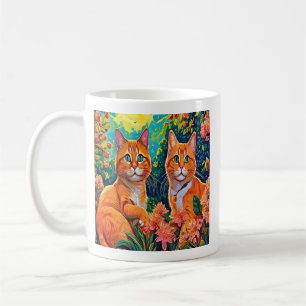 Whimsical Feline Duo Coffee Mug