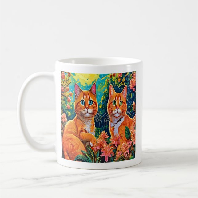 Whimsical Feline Duo Coffee Mug (Left)