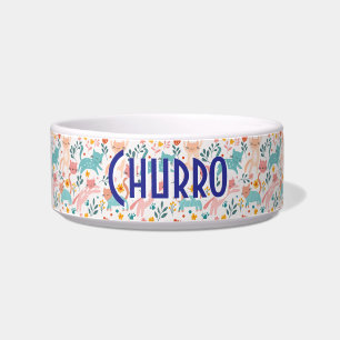 Whimsical Feline Garden Cat Bowl