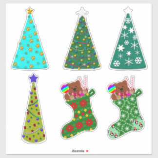 Whimsical Felt Look Christmas Trees & Stockings