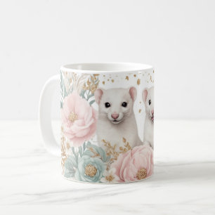 Whimsical Ferrets and Floral Fantasy Coffee Mug