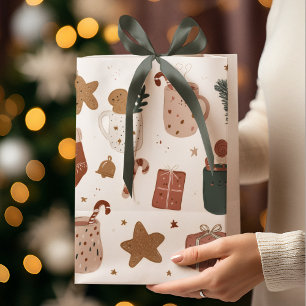 Whimsical Festive Christmas Pattern Gift Bag 