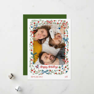 Whimsical festive Christmas Photo Card wreath