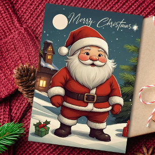 Whimsical Festive Christmas Santa  Holiday Card