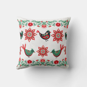 Whimsical Festive Scandinavian Folk Art Christmas Cushion