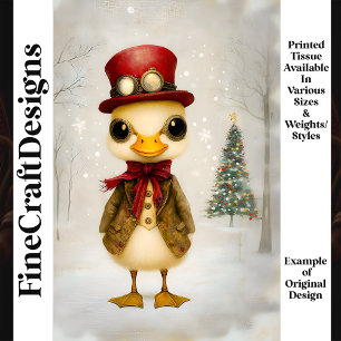 Whimsical Festive Steampunk Duckling  L4 Decoupage Tissue Paper