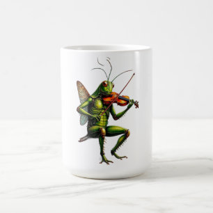 Whimsical Fiddler Grasshopper Graphic Long Sleeve Coffee Mug