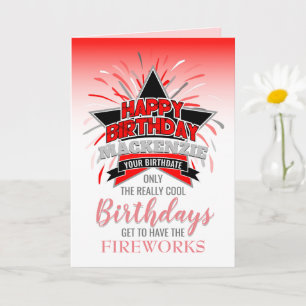 Whimsical Fireworks Happy Birthday Card