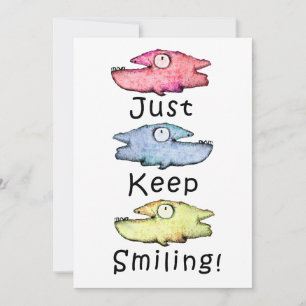Whimsical fish art encouragement holiday card