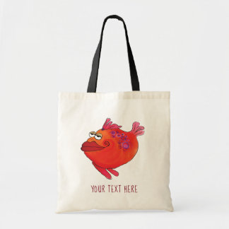 Whimsical Fish Art Pink and Red Tote Bag