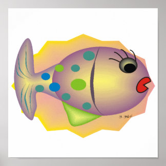 Whimsical Fish Art Poster by Gail Gabel