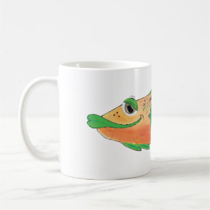 Whimsical Fish Artwork in Orange and Green Coffee Mug