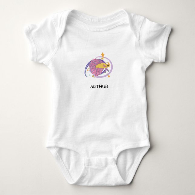 Whimsical Fish Baby Bodysuit (Front)