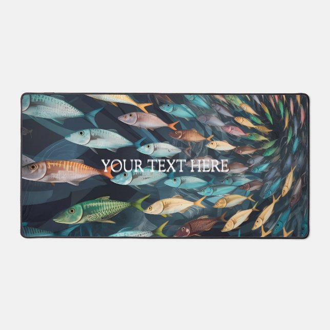 Whimsical Fish Pattern Desk Mat (Front)