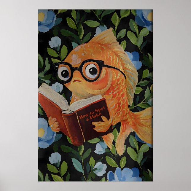 Whimsical Fish Reading Poster - Funny Ocean-Themed (Front)