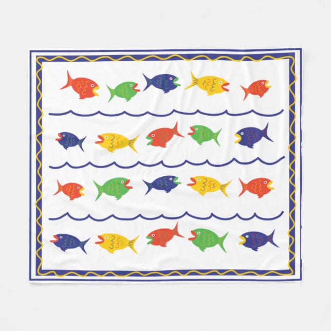 Whimsical Fish Throw blanket (Front (Horizontal))