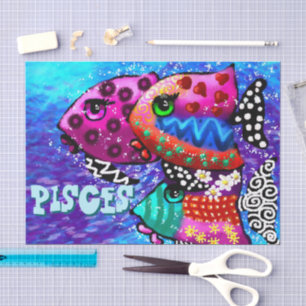 Whimsical Fish Trio Pisces Personalised Decoupage Tissue Paper